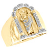 10K Yellow Gold Mens Mother Mary Real Diamond Statement Ring 20mm Band 1/4 CT.