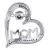 Dancing Diamond Heart Mom Pendant .925 Sterling Silver w/ Chain 0.10 Tcw.