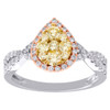 14K Tri Tone Gold Yellow Diamond Teardrop Infinity Engagement Ring 0.88 CT.