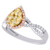 14K Tri Tone Gold Yellow Diamond Teardrop Infinity Engagement Ring 0.88 CT.