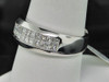 14K White Gold Princess Cut Diamond Wedding Ring 2 Row Mens 8mm Band 1 CT.