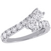 14K White Gold Two Stone Diamond Engagement Ring Love Friendship Bypass 2 Ct.