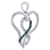 .925 Sterling Silver Blue Diamond Heart & Infinity Pendant 0.10 Ct. w/ Chain