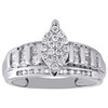 10K White Gold Round Diamond Marquise Cluster Ladies Engagement Ring 0.50 Ct.