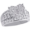 10K White Gold Round Diamond Heart Cluster Ladies Designer Engagement Ring 2 Ct.