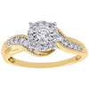 14K Yellow Gold Round Diamond Halo Milgrain Bypass Engagement Ring 0.33 Ct.