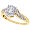 14K Yellow Gold Round Diamond Halo Milgrain Bypass Engagement Ring 0.33 Ct.