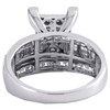 10K White Gold Round & Baguette Diamond Rectangle Cluster Engagement Ring 7/8 Ct