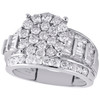 10K White Gold Round Diamond Circle Cluster Ladies Designer Engagement Ring 2 Ct