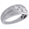 10K White Gold Solitaire Diamond Mens Wedding Band Hearts Together Ring 0.33 Ct.