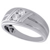 10K White Gold Solitaire Diamond Mens Wedding Band Hearts Together Ring 0.33 Ct.