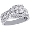 14K White Gold Quad Princess Diamond Intersecting Halo Engagement Ring 1 Ct.