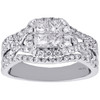 14K White Gold Quad Princess Diamond Intersecting Halo Engagement Ring 1 Ct.