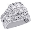 14K White Gold Quad Princess Diamond Intersecting Halo Engagement Ring 3 Ct.