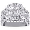 14K White Gold Quad Princess Diamond Intersecting Halo Engagement Ring 3 Ct.