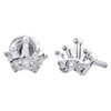 Sterling Silver Round Diamond Crown King Frame Stud Statement Earrings 1/20 CT.