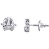 Sterling Silver Round Diamond Crown King Frame Stud Statement Earrings 1/20 CT.