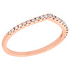 10K Rose Gold Pave Set Diamond Contour Stackable Right Hand Promise Ring 1/6 Ct.