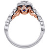 14K Two Tone Gold Solitaire Diamond Engagement Ring w/Milgrain Teardrop 3/4 Ct.