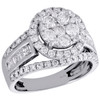 14K White Gold Baguette Diamond Contoured Flower Ladies Engagement Ring 1.88 Ct.