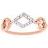 14K Rose Gold Round Diamond Cut Out Designer Right Hand Cocktail Ring 1/10 Ct.