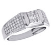14K White Gold Baguette & Round Cut Diamond Wedding Band 9mm Pinky Ring 3/4 CT.