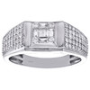 14K White Gold Baguette & Round Cut Diamond Wedding Band 9mm Pinky Ring 3/4 CT.