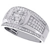 14K White Gold Round & Baguette Diamond Statement Pinky Ring 12.50mm Band 1 CT.