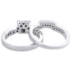 14K White Gold Princess Diamond Bridal Set Engagement Ring + Wedding Band 1 CT.