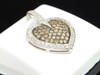 Brown Diamond Heart Pendant Ladies 14K White Gold Round Pave Charm 1 Tcw.