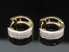 LADIES YELLOW GOLD PAVE DIAMOND HOOPS HUGGIES EARRINGS