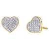 10K Yellow Gold Pave Set Diamond Mini Heart Earrings Ladies 9mm Studs 0.17 Ct.