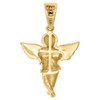 10K Yellow Gold Genuine Diamond Mini Wingspan Angel Pendant Pave Charm 0.12 CT.