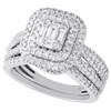 14K White Gold Emerald Diamond Bridal Set Engagement Ring + Wedding Band 1.25 CT
