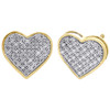 10K Yellow Gold Genuine Pave Diamond Heart Studs Ladies 11mm Earrings 0.25 Ct.