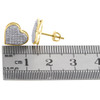 10K Yellow Gold Genuine Pave Diamond Heart Studs Ladies 11mm Earrings 0.25 Ct.