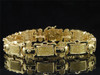 Yellow Diamond Bracelet Mens 10K Gold Round Pave Link 3.50 Tcw.