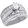 14K White Gold Marquise Solitaire Diamond Cathedral Engagement Ring 2.50 Ct.