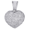 14K White Gold Round Diamond Puffy Heart Pendant Charm 0.62 CT.