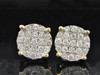 Diamond Earrings Unisex 10K Yellow Gold Round Cut Circle Studs Pave Set 1.50 Tcw