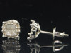 Diamond Earrings .925 Sterling Silver Princess Round Halo Design Studs 0.60 Tcw