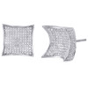 10K White Gold Round Diamond 3D Kite Pave Stud Mens & Ladies Earrings 2.25 Ct.