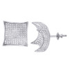 10K White Gold Round Diamond 3D Kite Pave Stud Mens & Ladies Earrings 2.25 Ct.