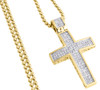 Diamond Pendant Mini Jesus Piece Cross .925 Charm 0.75 Ct with Moon-cut Chain.