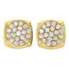 10K Yellow Gold Real Round Diamond Studs Concave Square 9.25mm Earrings 0.57 Ct.