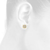 10K Yellow Gold Real Round Diamond Studs Concave Square 9.25mm Earrings 0.57 Ct.