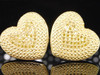 Yellow Diamond Heart Earrings .925 Sterling Silver Round Pave Studs 0.33 Ct.