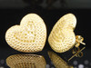 Yellow Diamond Heart Earrings .925 Sterling Silver Round Pave Studs 0.33 Ct.