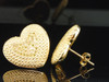 Yellow Diamond Heart Earrings .925 Sterling Silver Round Pave Studs 0.33 Ct.