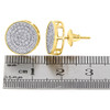 10K Yellow Gold Round Diamond Circle Pave Studs Concave 12mm Mens Earrings 1 Ct.